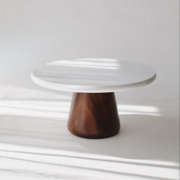 Sophie Marble Wood Turntable - Tall