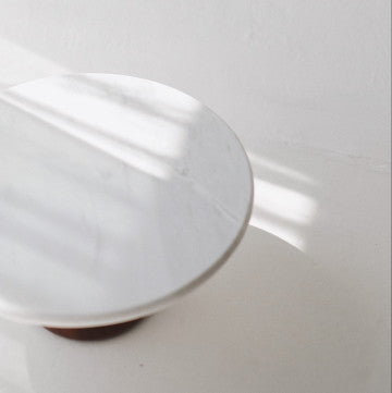 Sophie Marble Wood Turntable - Tall