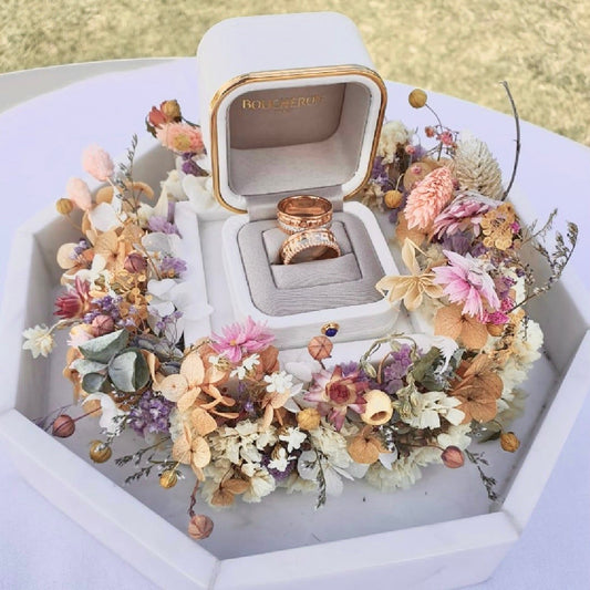 Marble Ring Bearer Tray with Dried or Fresh Flowers