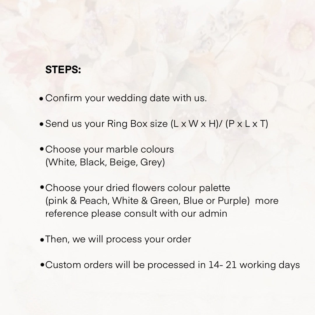 Marble Ring Bearer Tray with Dried or Fresh Flowers