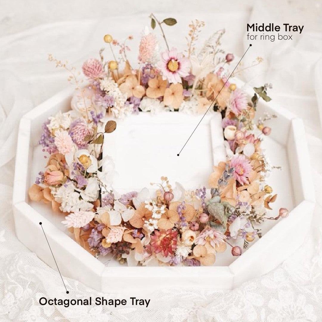 Marble Ring Bearer Tray with Dried or Fresh Flowers