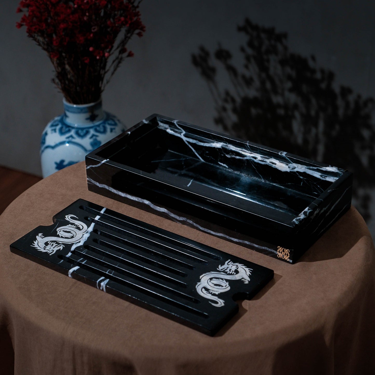 Dragon's Blessing Marble Tea Set