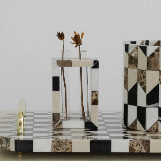 Due Buche Marble Vase - Mozaec Collection Dark Tone