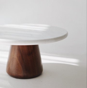 Sophie Marble Wood Turntable - Short