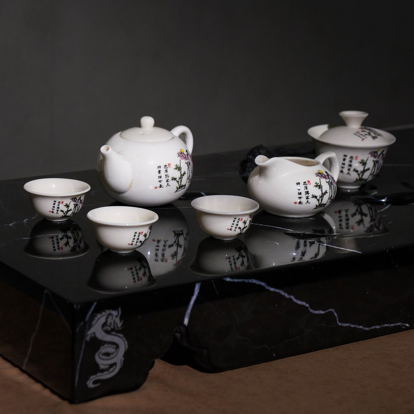 Dragon's Harmony Marble Tea Set