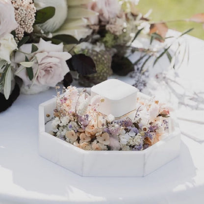 Marble Ring Bearer Tray with Dried or Fresh Flowers