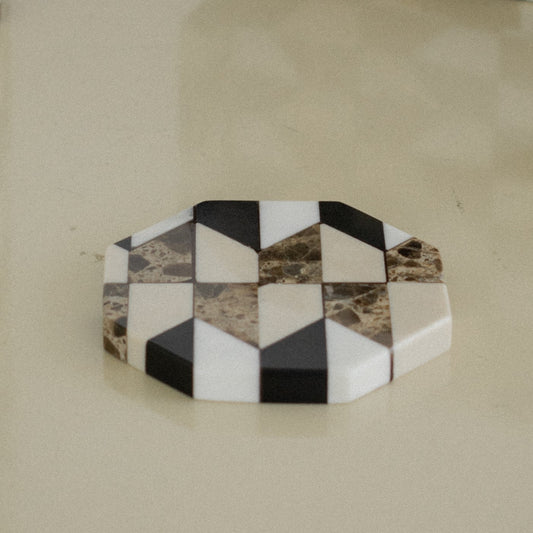 Octagonal Marble Coaster - Mozaec Collection Dark Tone